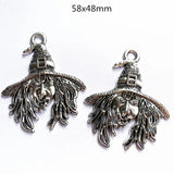 6pcs Halloween Witch Charms Tibetan Silver Pendant for DIY Crafts