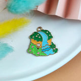 10pcs Flower Wolf Cat Enamel Charms Metal Pendant for Jewelry Making