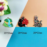 10pcs Flower Wolf Cat Enamel Charms Metal Pendant for Jewelry Making