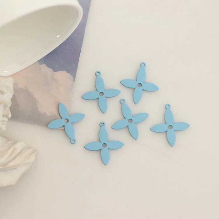 10 PCS 22x25mm Alloy Spray Paint Flowers Charms Pendant DIY Accessories
