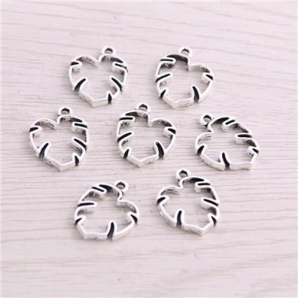 60PCS Antique Hollow Out Leaf Charms Plant Pendant Jewelry Metal Alloy Making