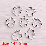 60PCS Antique Hollow Out Leaf Charms Plant Pendant Jewelry Metal Alloy Making