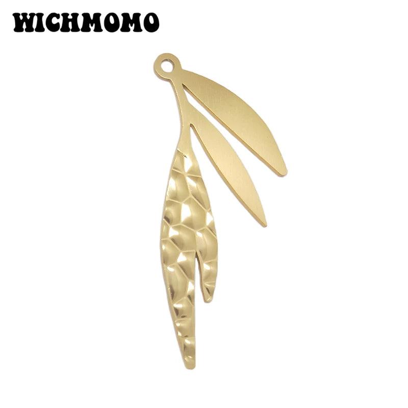 2pcs 91mm Wire Drawing Leaves Embossed Charms Pendant for DIY Necklace Earring