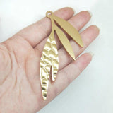 2pcs 91mm Wire Drawing Leaves Embossed Charms Pendant for DIY Necklace Earring
