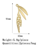 2pcs 91mm Wire Drawing Leaves Embossed Charms Pendant for DIY Necklace Earring