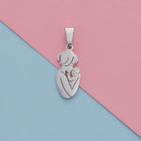 5pcs Mirror Polish Stainless Steel Mother Baby Charms Pendants
