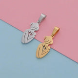 5pcs Mirror Polish Stainless Steel Mother Baby Charms Pendants