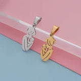 5pcs Mirror Polish Stainless Steel Mother Baby Charms Pendants