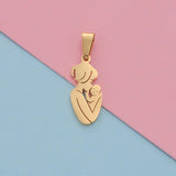 5pcs Mirror Polish Stainless Steel Mother Baby Charms Pendants