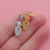 5pcs Mirror Polish Stainless Steel Mother Baby Charms Pendants