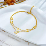 316L Stainless Steel 2-Layer Butterfly Charm Anklets Women Leg Chain