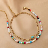 Stylish Rice Bead Bracelet Anklet for Women Stainless Steel Holiday Gift