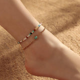 Stylish Rice Bead Bracelet Anklet for Women Stainless Steel Holiday Gift