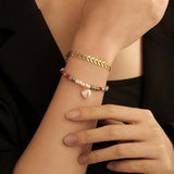 Stylish Rice Bead Bracelet Anklet for Women Stainless Steel Holiday Gift