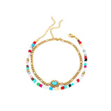 Stylish Rice Bead Bracelet Anklet for Women Stainless Steel Holiday Gift
