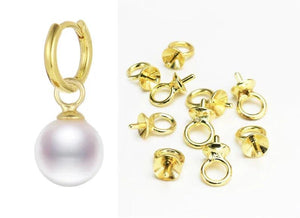 10pcs Peg Bails, 3mm Hole, Pearls Beads Caps, Real plated, Jewelry Making