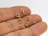 10pcs Peg Bails, 3mm Hole, Pearls Beads Caps, Real plated, Jewelry Making