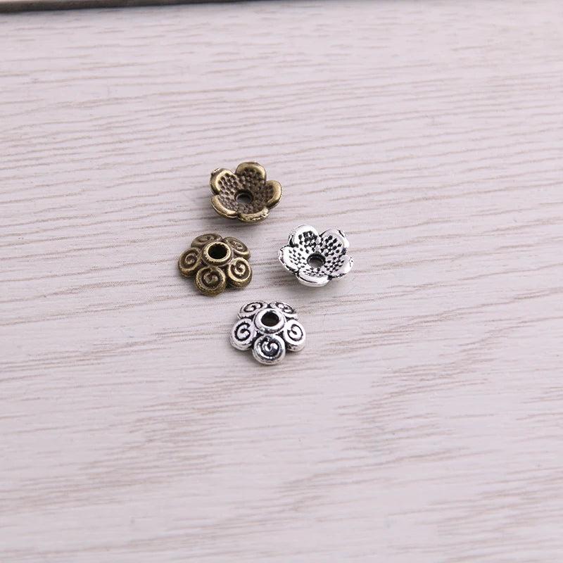 200pcs 3*8*8mm Two Receptacle Hollow MINI Flower Charms For Jewelry Making