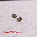 200pcs 3*8*8mm Two Receptacle Hollow MINI Flower Charms For Jewelry Making