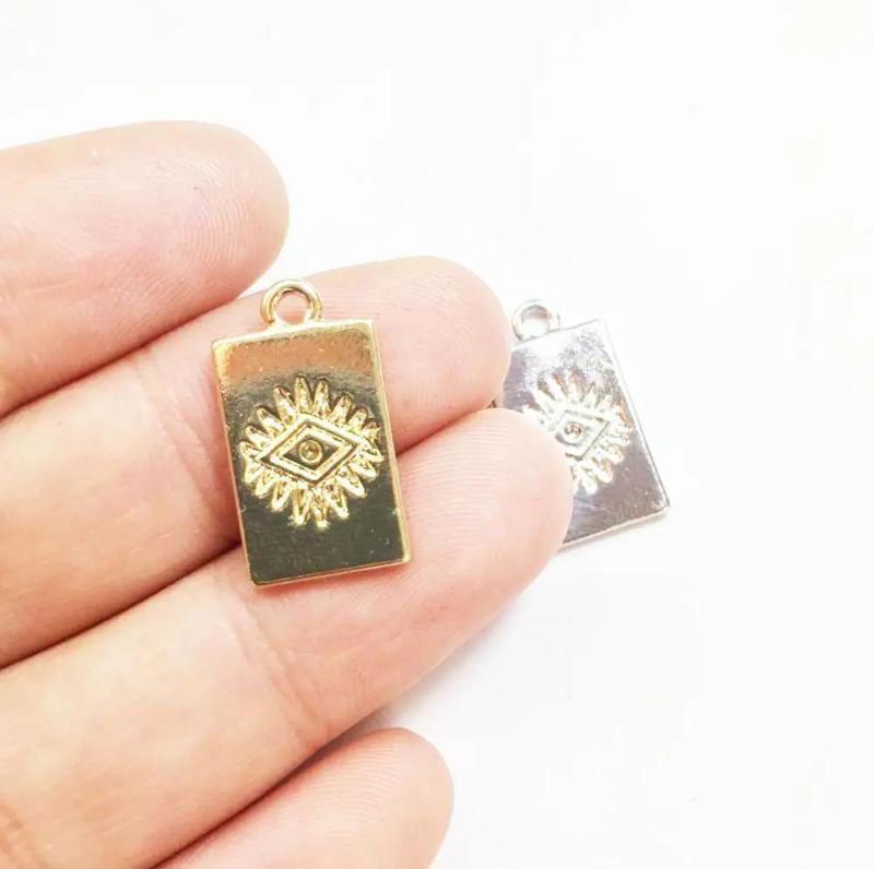 20pcs 10*18mm Eye Rectangle Coin Necklace Bracelet DIY Jewelry 2 colors