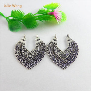 10PCS Antique Silver Heart-Shaped Pendants for Jewelry Making