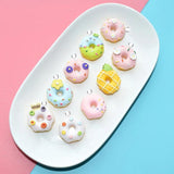 10Pcs Resin 3D Food Charm Dollhouse Simulation Fruit Donuts DIY Making Pendant
