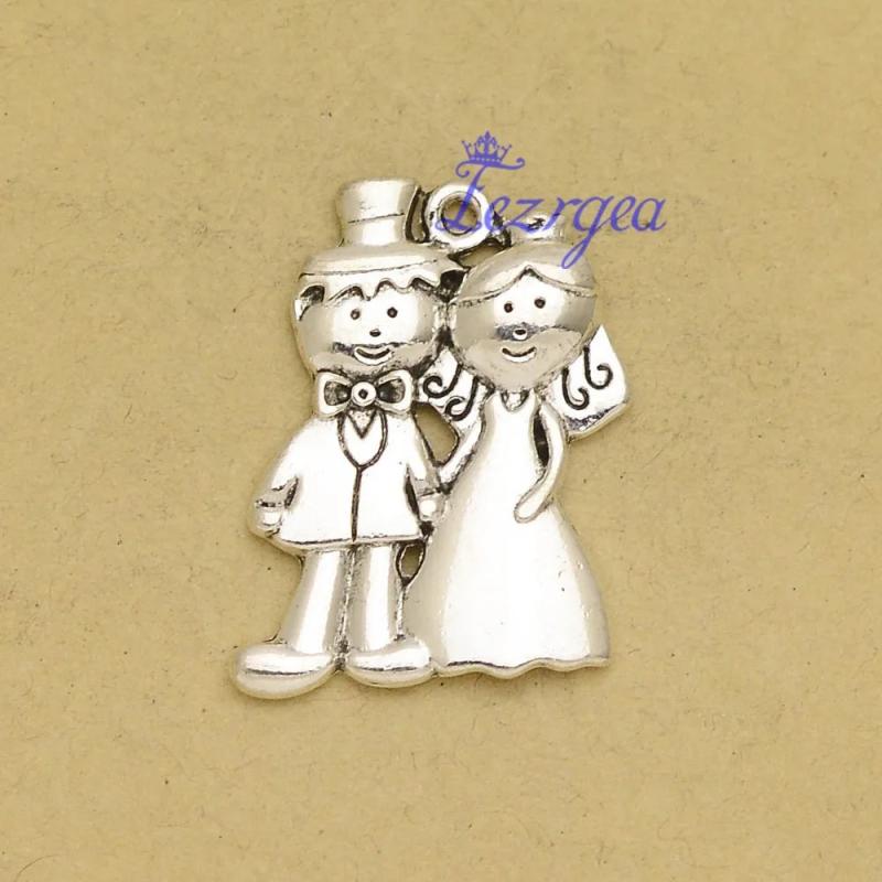 10pcs Wedding Charms 32x23mm Antique Silver DIY Jewelry Making Supplies
