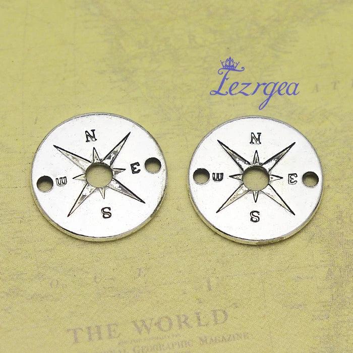 15pcs/lot Compass charms, Antique silver plated, DIY Jewelry supplies