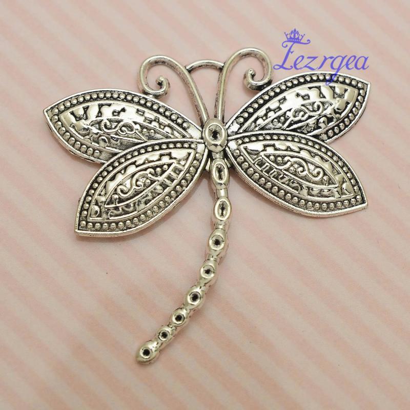5pcs Dragonfly Charms, Antique Silver Plated DIY Jewelry Supplies