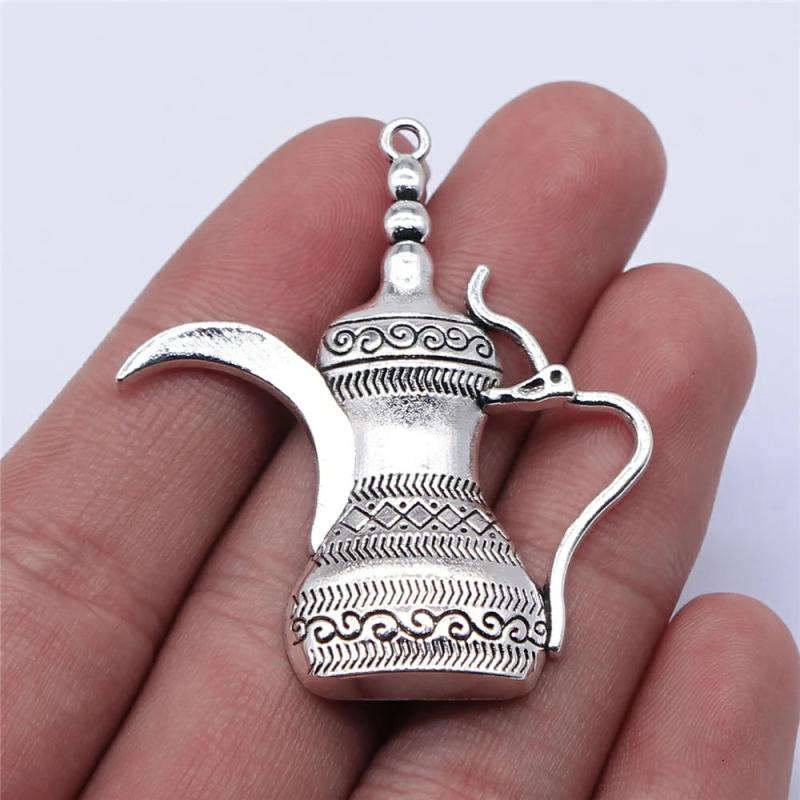 5pcs Flagon Pendant Charms Antique Silver For Jewelry Making