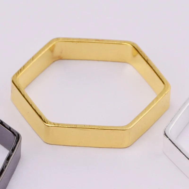 18mm 10pcs Copper Hexagon Charms Star Crystal Ring Pendant DIY Jewelry Making