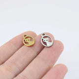 10pcs Stainless Steel Cat Charms Pendant DIY Jewelry Unfading 15*10mm