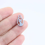 10pcs Stainless Steel Cat Charms Pendant DIY Jewelry Unfading 15*10mm