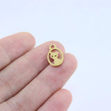 10pcs Stainless Steel Cat Charms Pendant DIY Jewelry Unfading 15*10mm
