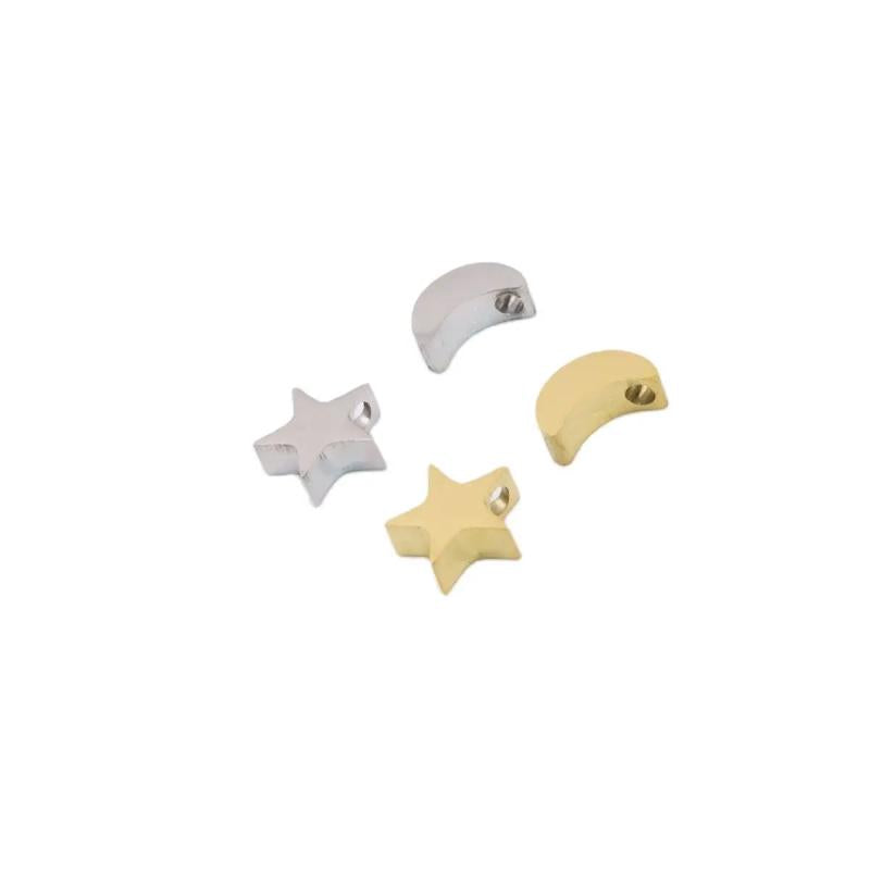 5pcs Stainless Steel Big Hole Star Moon Charms Pendant DIY Necklace Bracelets
