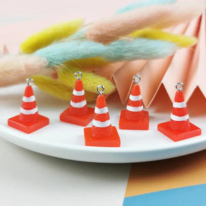 10pcs 3D Traffic Cones Resin Charms For Jewelry Making