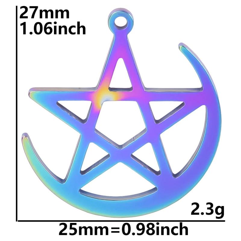 9Pcs Stainless Steel Star Pentacle Charms for Jewelry Making