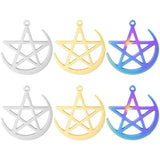 9Pcs Stainless Steel Star Pentacle Charms for Jewelry Making