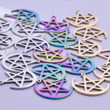 9Pcs Stainless Steel Star Pentacle Charms for Jewelry Making