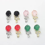 Zinc Alloy Resin Rose Flowers Charms for DIY Jewelry Making