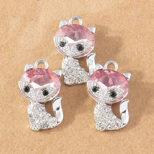10pcs Gem Fox Crystal Charms Pendants DIY Jewelry Making Gift