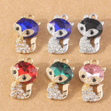10pcs Gem Fox Crystal Charms Pendants DIY Jewelry Making Gift