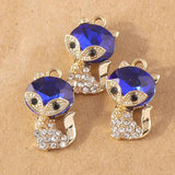 10pcs Gem Fox Crystal Charms Pendants DIY Jewelry Making Gift