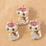 10pcs Gem Fox Crystal Charms Pendants DIY Jewelry Making Gift