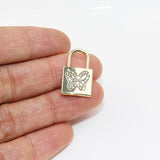 6pcs Butterfly Rhinestone Lock Coin Necklace DIY 2 Colors