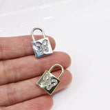 6pcs Butterfly Rhinestone Lock Coin Necklace DIY 2 Colors