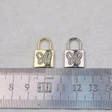 6pcs Butterfly Rhinestone Lock Coin Necklace DIY 2 Colors