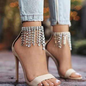 Stonefans Rhinestone Tassel Anklet Charm Foot Jewelry