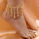 Stonefans Rhinestone Tassel Anklet Charm Foot Jewelry