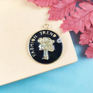 10pcs Beauty Head Coin Enamel Charms for Jewelry Making DIY Pendants